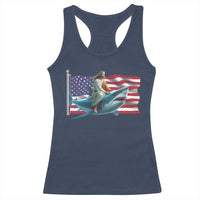 Funny Jesus Shark Racerback Tank Top Christian Patriotic American Flag Meme - Wonder Print Shop