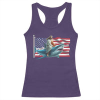Funny Jesus Shark Racerback Tank Top Christian Patriotic American Flag Meme - Wonder Print Shop