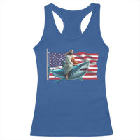 Funny Jesus Shark Racerback Tank Top Christian Patriotic American Flag Meme - Wonder Print Shop