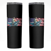 Funny Jesus Shark Skinny Tumbler Christian Patriotic American Flag Meme