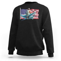 Funny Jesus Shark Sweatshirt Christian Patriotic American Flag Meme - Wonder Print Shop