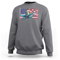 Funny Jesus Shark Sweatshirt Christian Patriotic American Flag Meme - Wonder Print Shop
