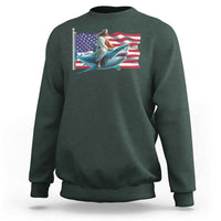 Funny Jesus Shark Sweatshirt Christian Patriotic American Flag Meme - Wonder Print Shop