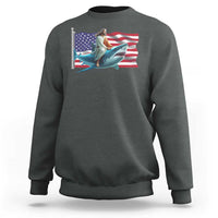 Funny Jesus Shark Sweatshirt Christian Patriotic American Flag Meme - Wonder Print Shop
