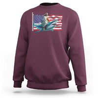 Funny Jesus Shark Sweatshirt Christian Patriotic American Flag Meme - Wonder Print Shop