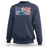 Funny Jesus Shark Sweatshirt Christian Patriotic American Flag Meme - Wonder Print Shop