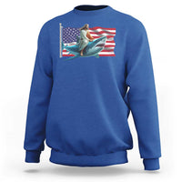 Funny Jesus Shark Sweatshirt Christian Patriotic American Flag Meme - Wonder Print Shop
