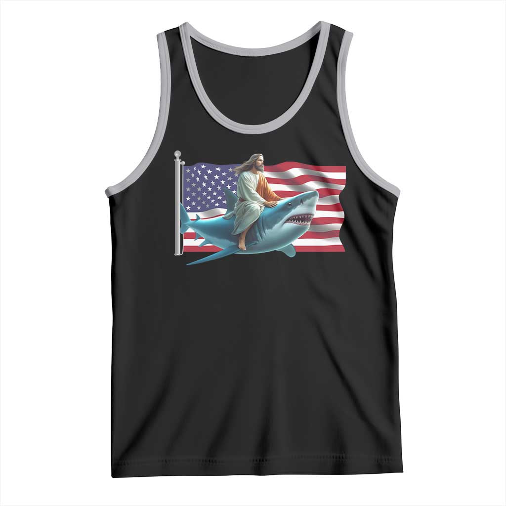 Funny Jesus Shark Tank Top Christian Patriotic American Flag Meme - Wonder Print Shop