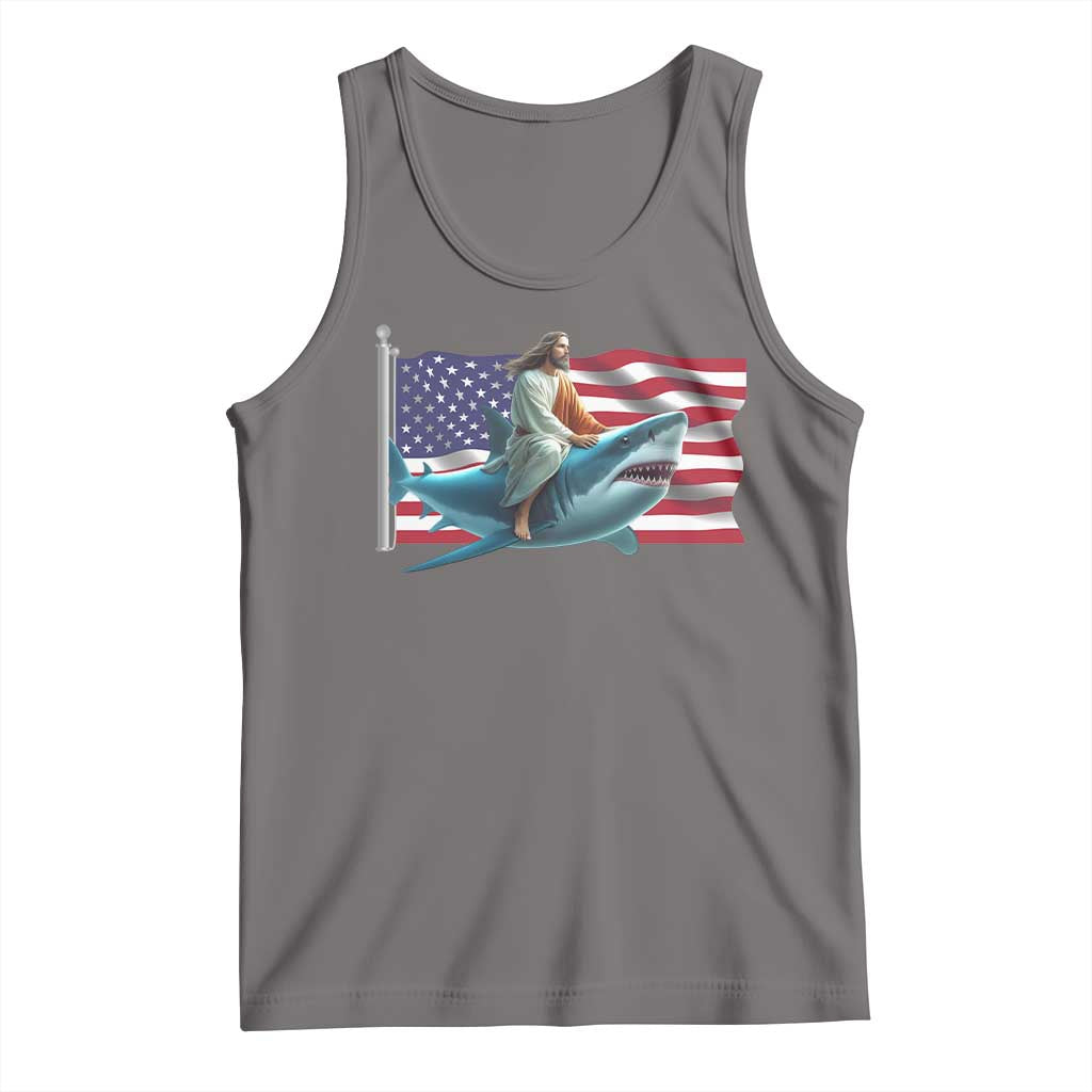 Funny Jesus Shark Tank Top Christian Patriotic American Flag Meme - Wonder Print Shop