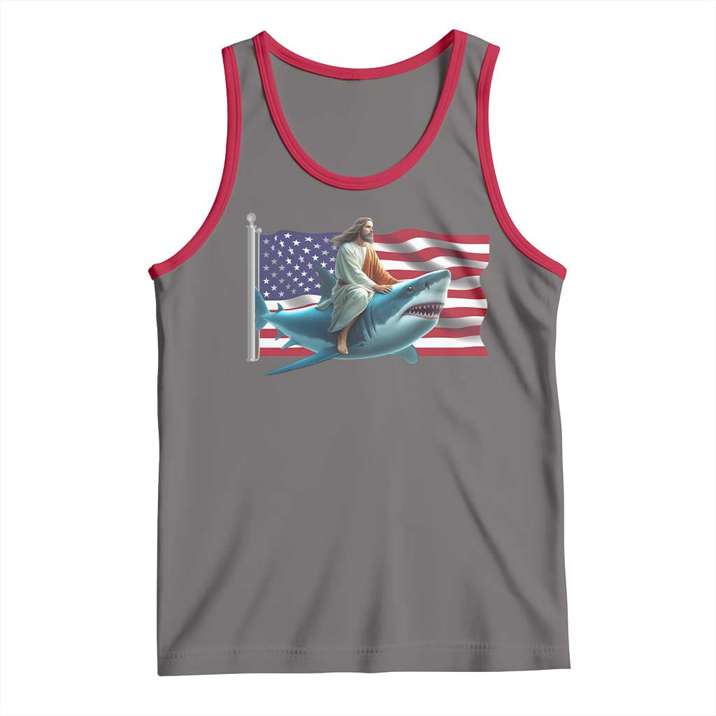 Funny Jesus Shark Tank Top Christian Patriotic American Flag Meme - Wonder Print Shop