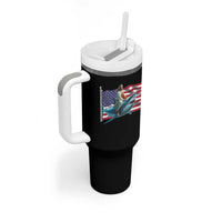 Funny Jesus Shark Tumbler With Handle Christian Patriotic American Flag Meme
