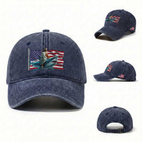 Funny Jesus Shark Washed Cotton Baseball Cap Christian Patriotic American Flag Meme