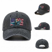 Funny Jesus Shark Washed Cotton Baseball Cap Christian Patriotic American Flag Meme