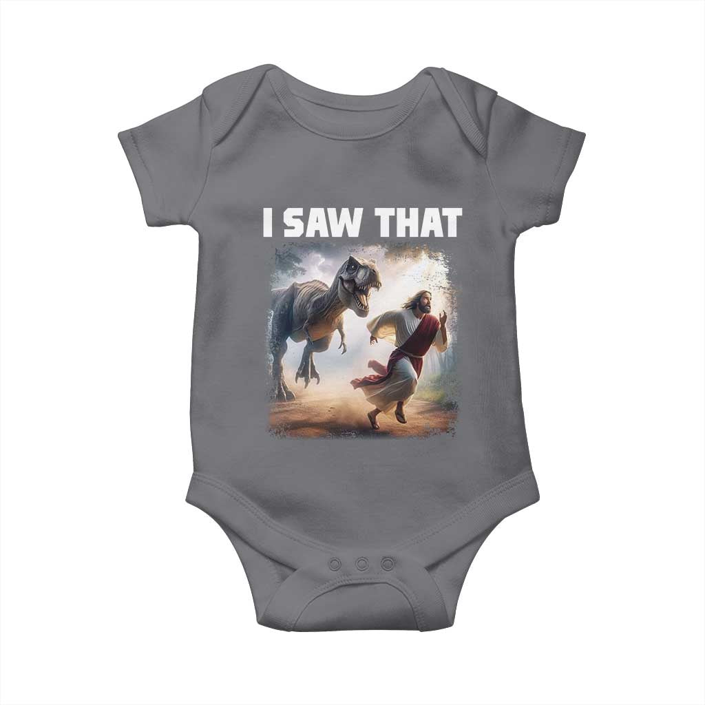 Funny Jesus Dinosaur Baby Onesie I Saw That Christan Meme - Wonder Print Shop