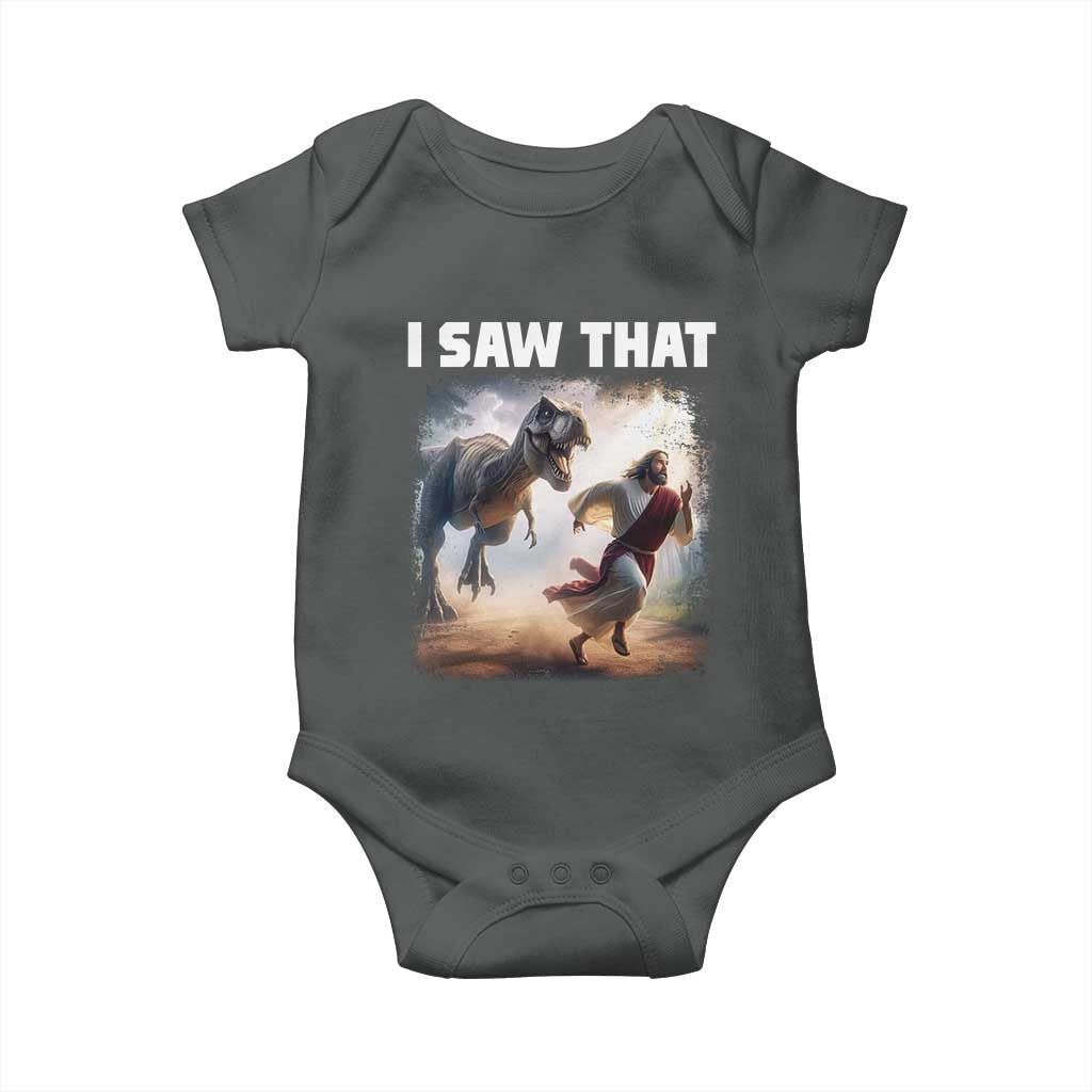 Funny Jesus Dinosaur Baby Onesie I Saw That Christan Meme - Wonder Print Shop