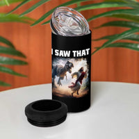 Funny Jesus Dinosaur 4 in 1 Can Cooler Tumbler I Saw That Christan Meme