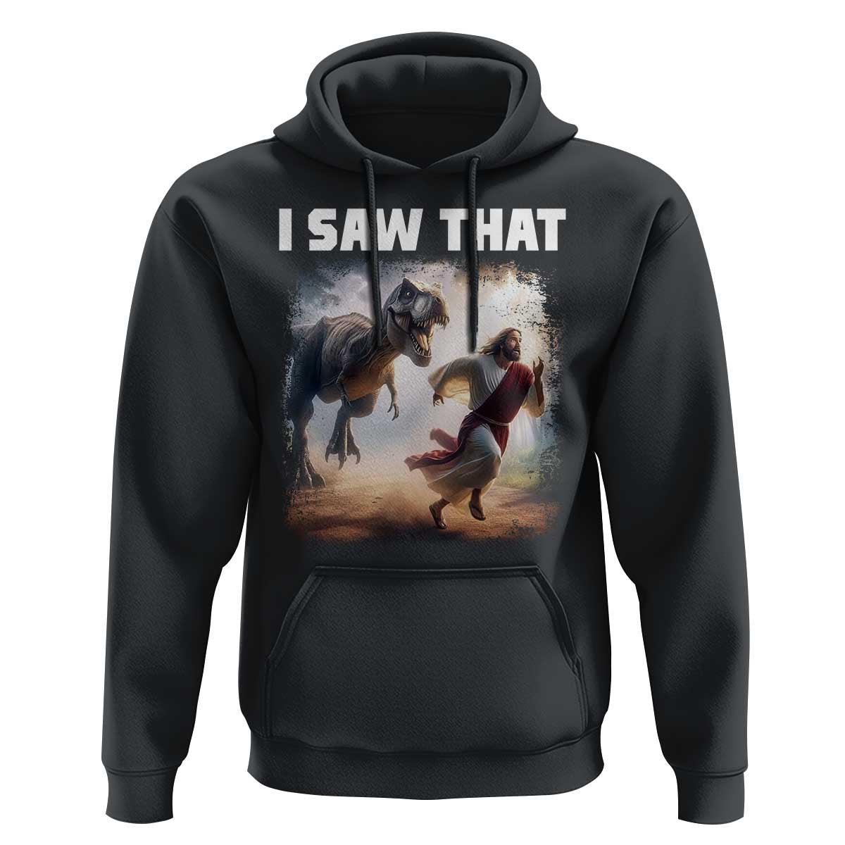 Funny Jesus Dinosaur Hoodie I Saw That Christan Meme - Wonder Print Shop