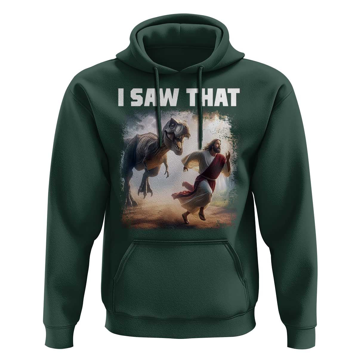 Funny Jesus Dinosaur Hoodie I Saw That Christan Meme - Wonder Print Shop