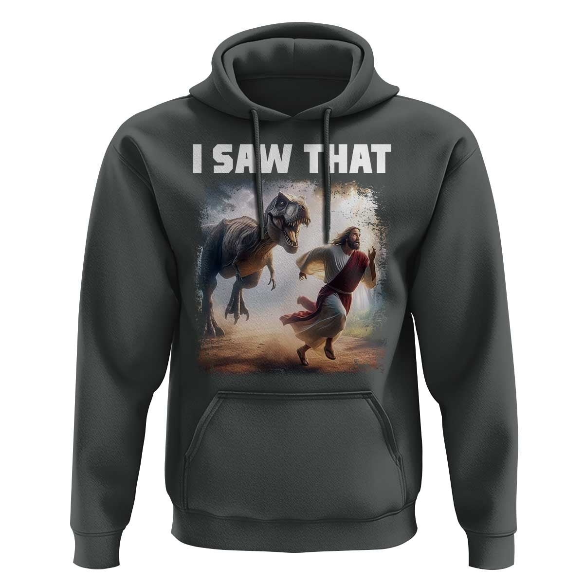 Funny Jesus Dinosaur Hoodie I Saw That Christan Meme - Wonder Print Shop