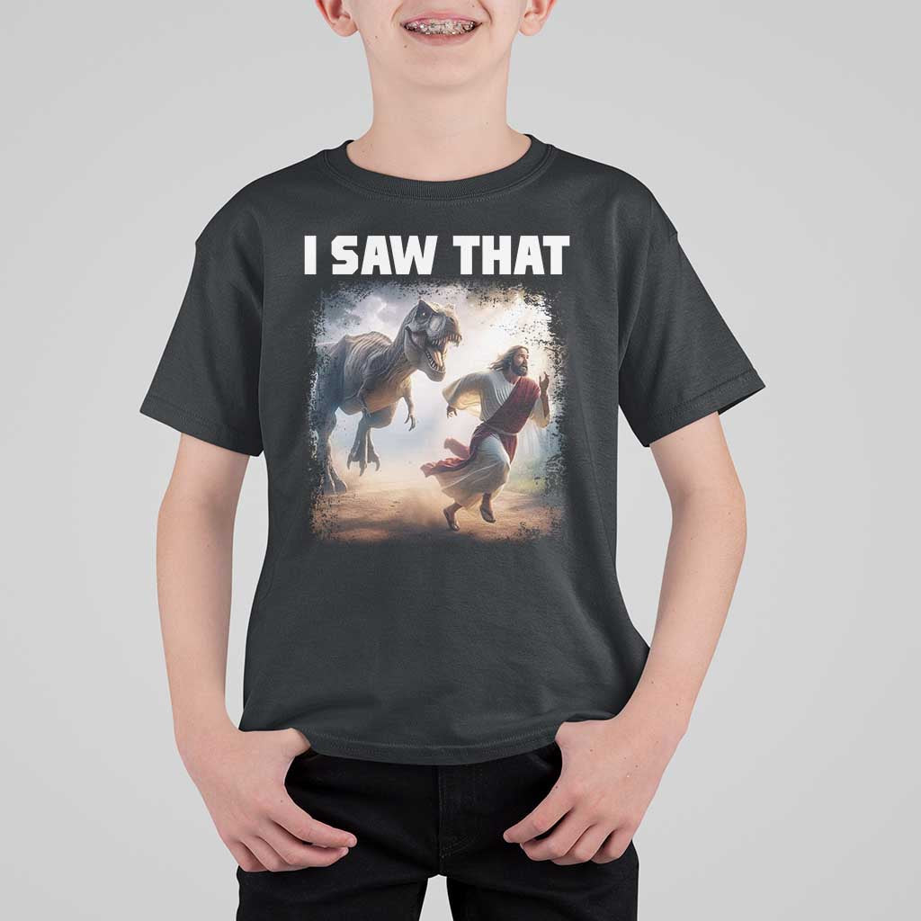 Funny Jesus Dinosaur T Shirt For Kid I Saw That Christan Meme - Wonder Print Shop