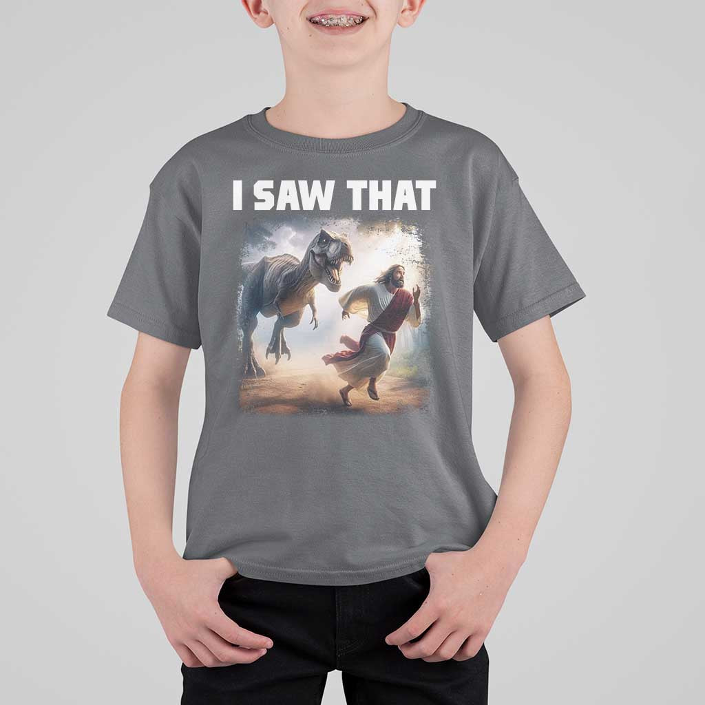 Funny Jesus Dinosaur T Shirt For Kid I Saw That Christan Meme - Wonder Print Shop