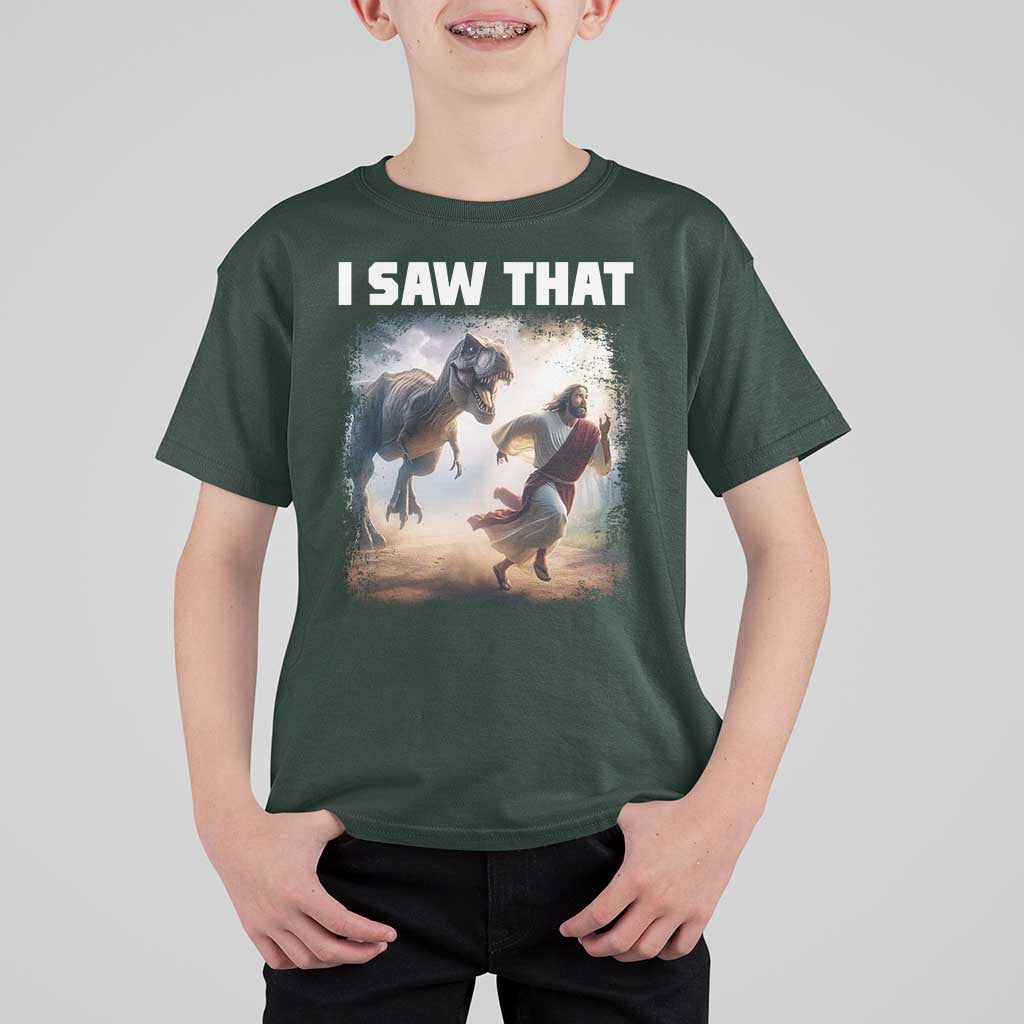 Funny Jesus Dinosaur T Shirt For Kid I Saw That Christan Meme - Wonder Print Shop
