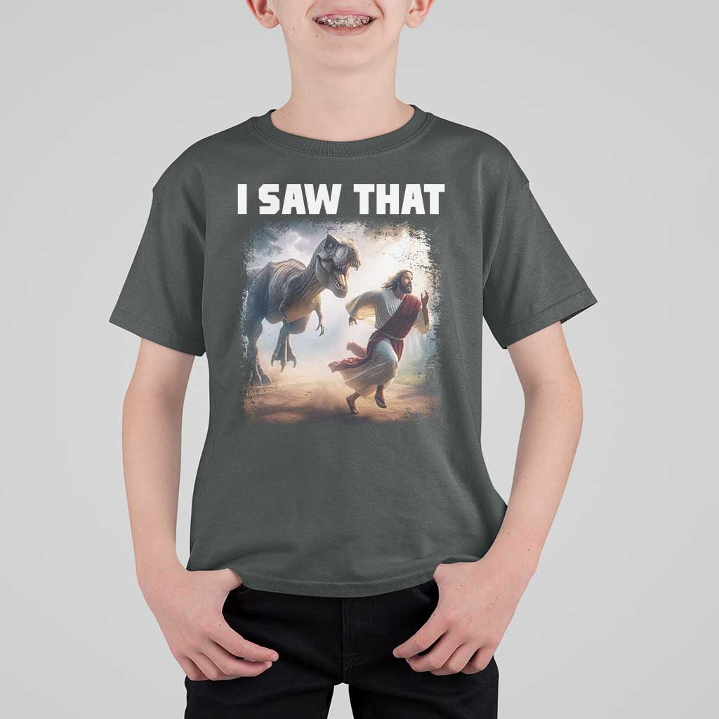 Funny Jesus Dinosaur T Shirt For Kid I Saw That Christan Meme - Wonder Print Shop
