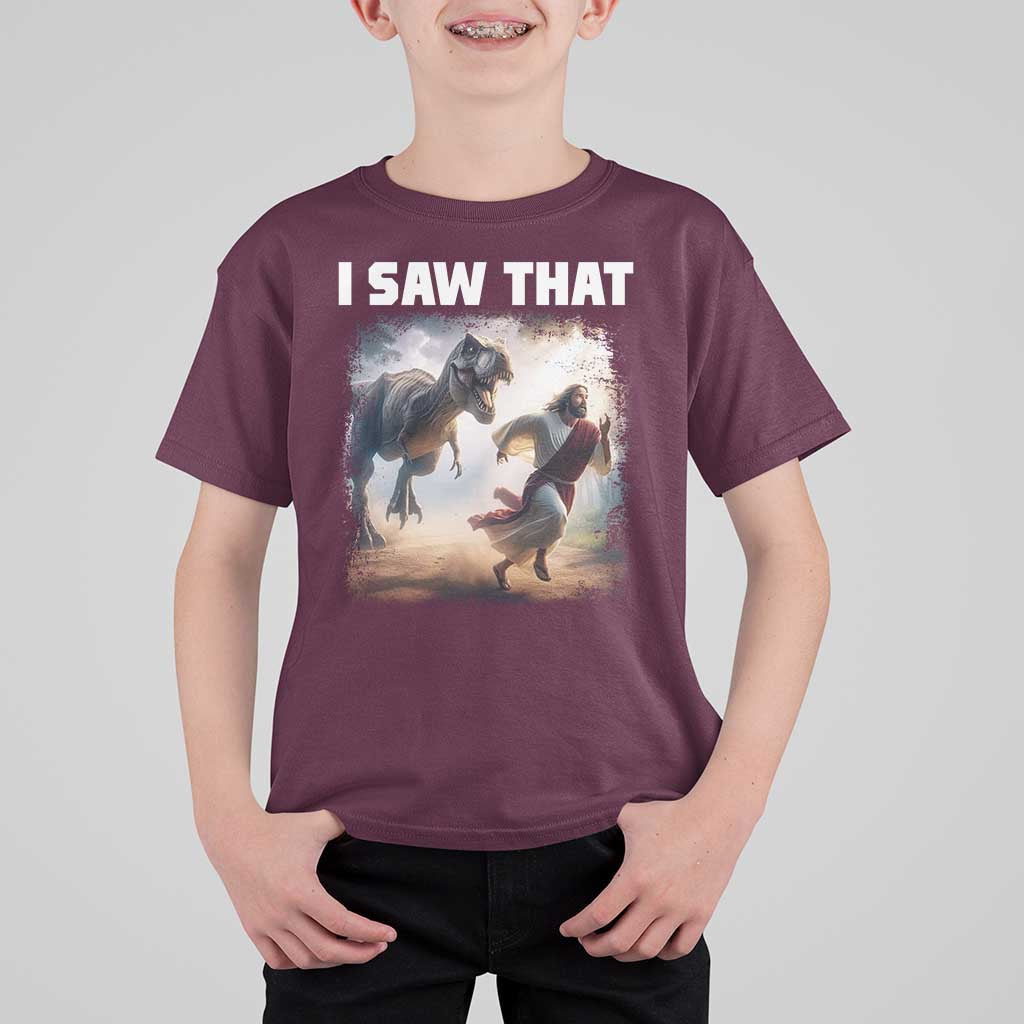 Funny Jesus Dinosaur T Shirt For Kid I Saw That Christan Meme - Wonder Print Shop