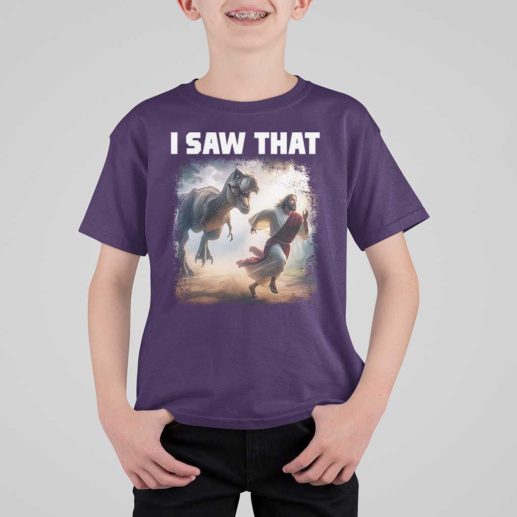 Funny Jesus Dinosaur T Shirt For Kid I Saw That Christan Meme - Wonder Print Shop