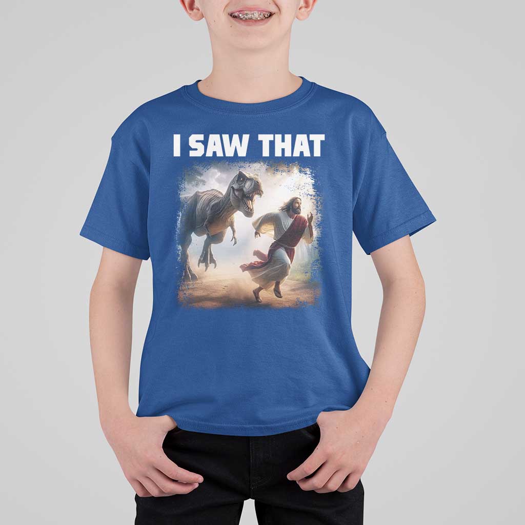 Funny Jesus Dinosaur T Shirt For Kid I Saw That Christan Meme - Wonder Print Shop