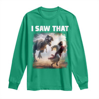 Funny Jesus Dinosaur Long Sleeve Shirt I Saw That Christan Meme - Wonder Print Shop