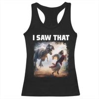 Funny Jesus Dinosaur Racerback Tank Top I Saw That Christan Meme - Wonder Print Shop