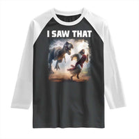 Funny Jesus Dinosaur Raglan Shirt I Saw That Christan Meme - Wonder Print Shop