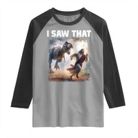 Funny Jesus Dinosaur Raglan Shirt I Saw That Christan Meme - Wonder Print Shop