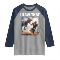 Funny Jesus Dinosaur Raglan Shirt I Saw That Christan Meme - Wonder Print Shop