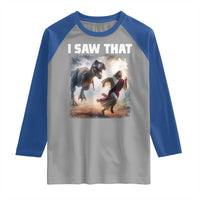 Funny Jesus Dinosaur Raglan Shirt I Saw That Christan Meme - Wonder Print Shop