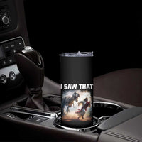 Funny Jesus Dinosaur Skinny Tumbler I Saw That Christan Meme