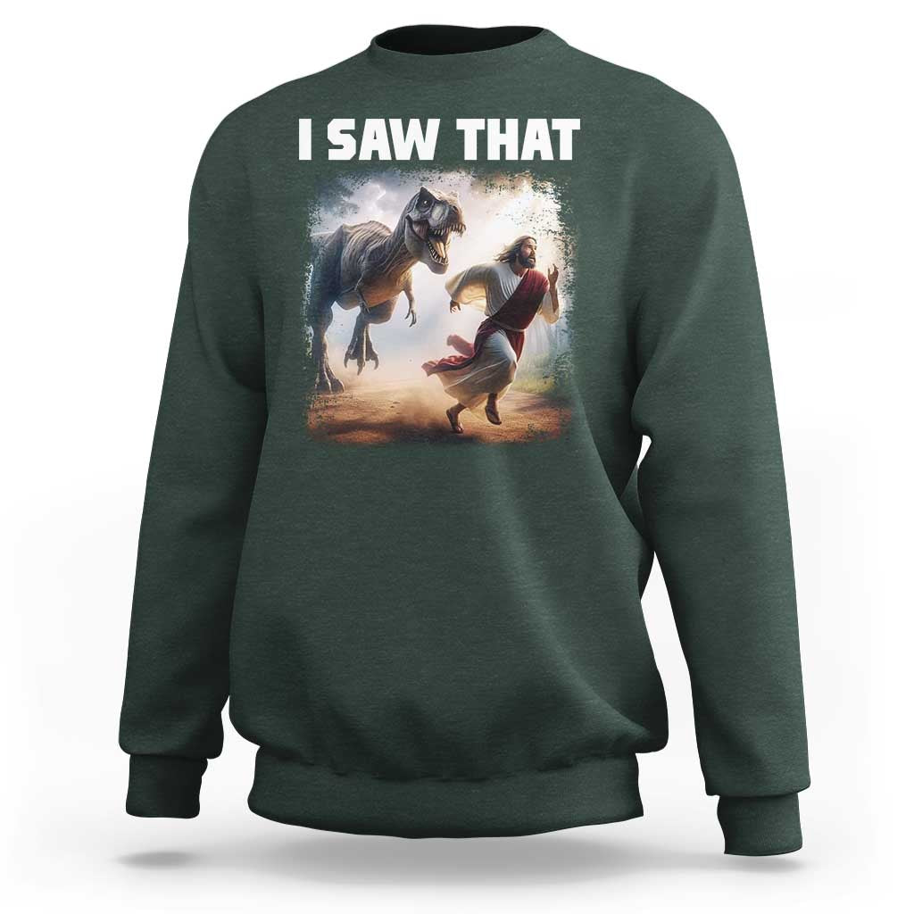 Funny Jesus Dinosaur Sweatshirt I Saw That Christan Meme - Wonder Print Shop