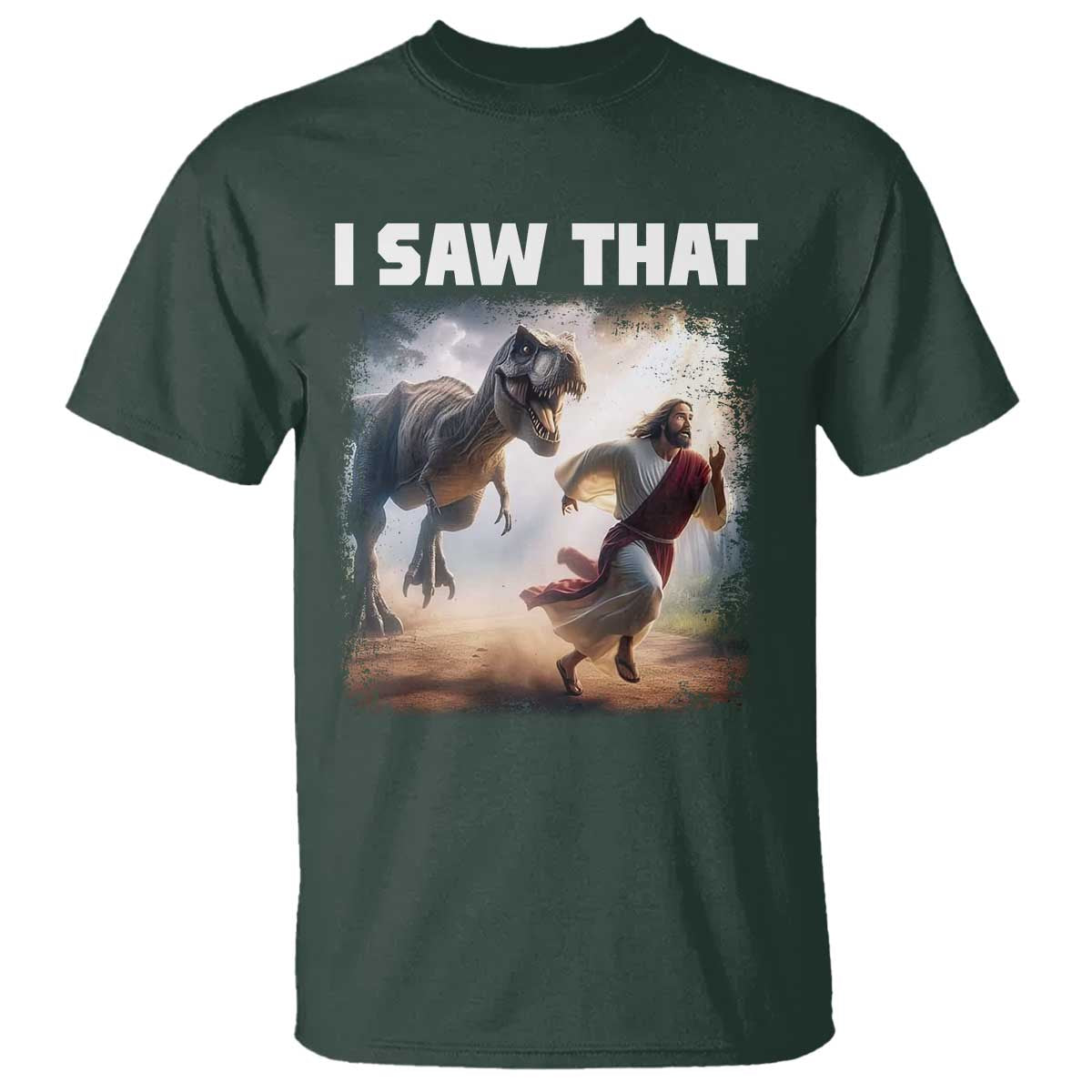 Funny Jesus Dinosaur T Shirt I Saw That Christan Meme - Wonder Print Shop