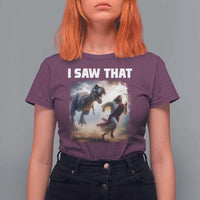 Funny Jesus Dinosaur T Shirt For Women I Saw That Christan Meme - Wonder Print Shop