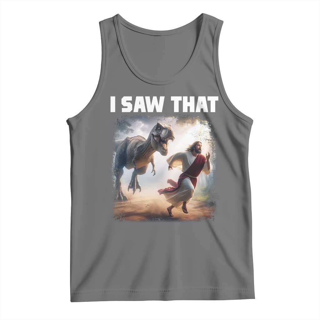 Funny Jesus Dinosaur Tank Top I Saw That Christan Meme - Wonder Print Shop