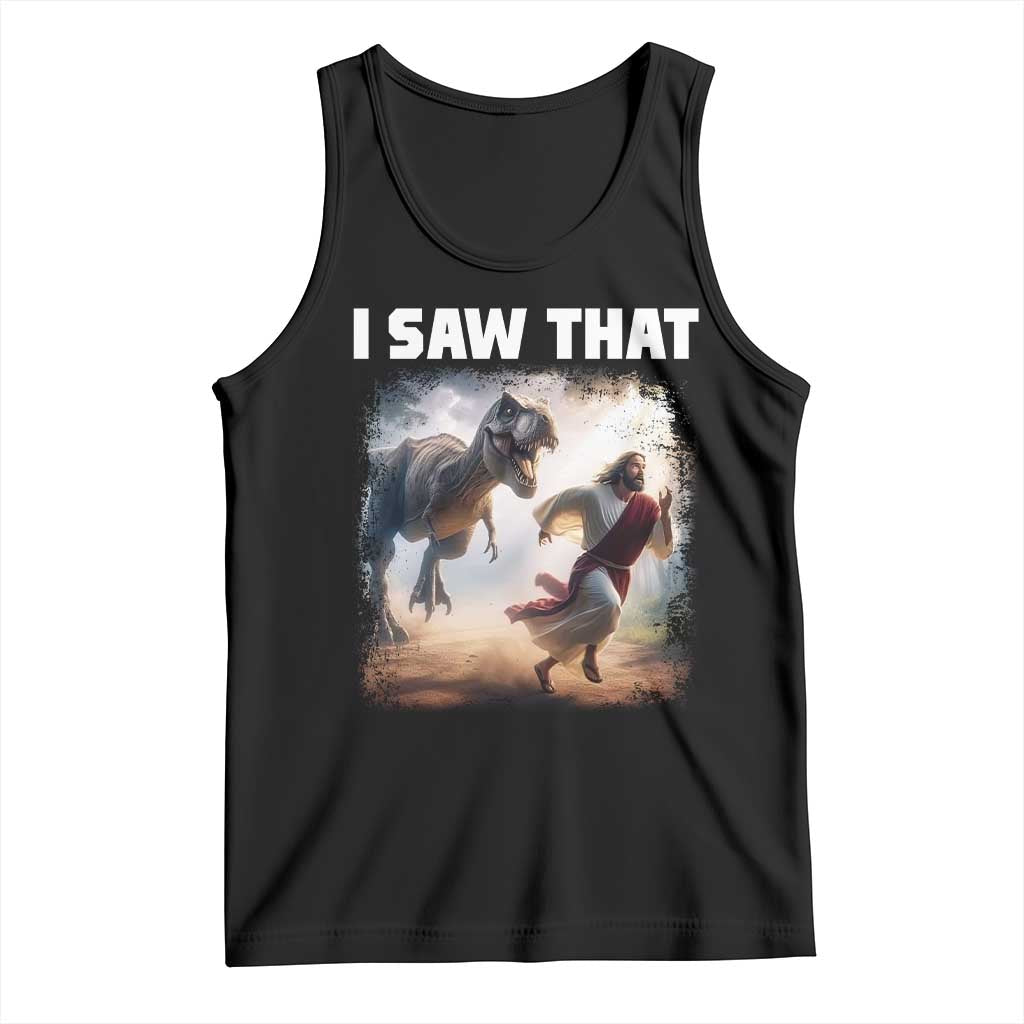 Funny Jesus Dinosaur Tank Top I Saw That Christan Meme - Wonder Print Shop
