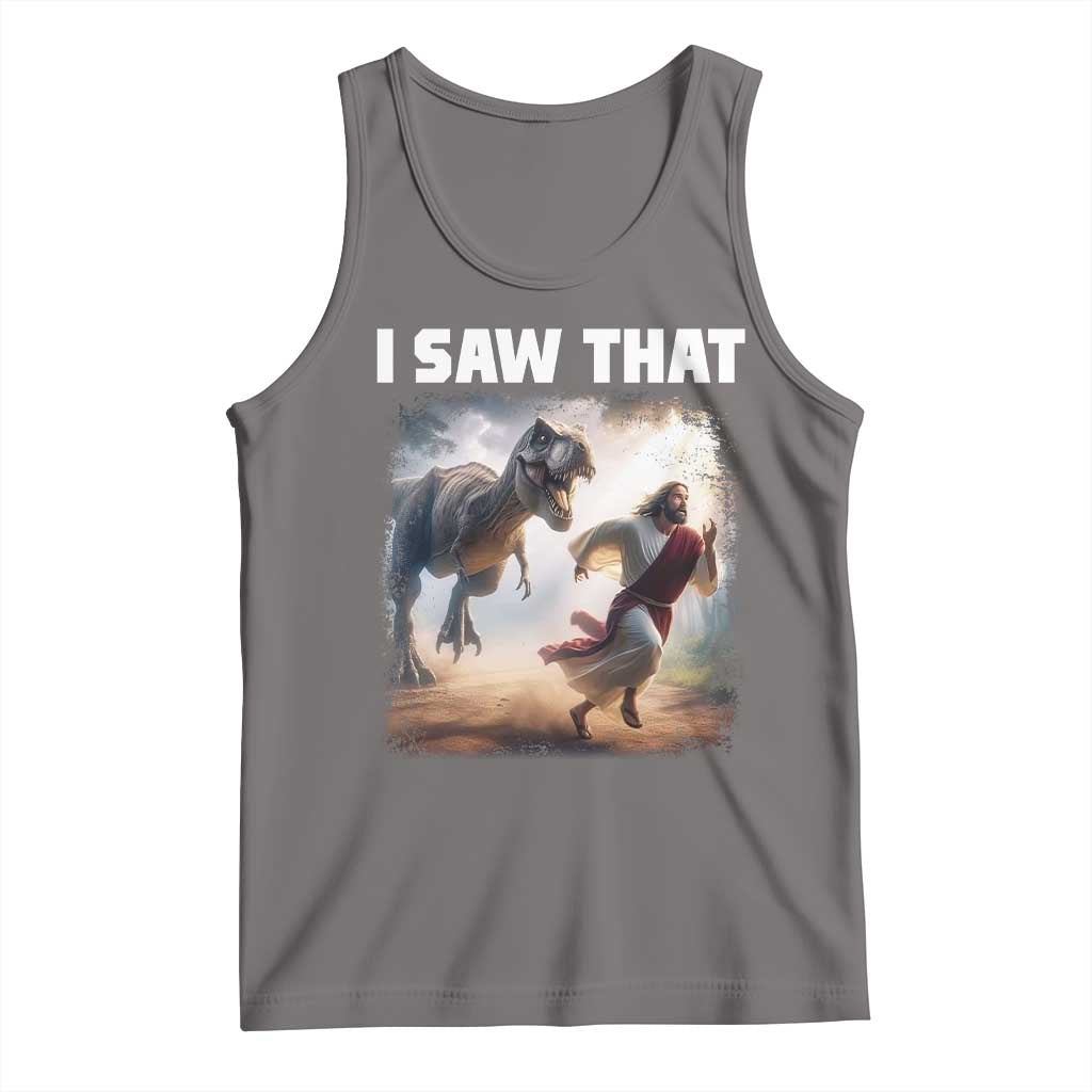 Funny Jesus Dinosaur Tank Top I Saw That Christan Meme - Wonder Print Shop