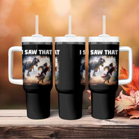 Funny Jesus Dinosaur Tumbler With Handle I Saw That Christan Meme