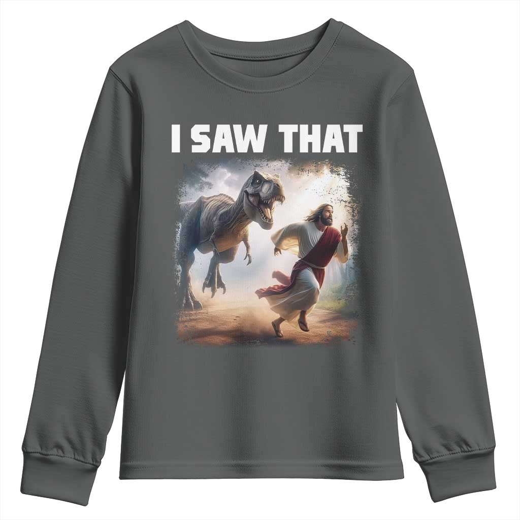 Funny Jesus Dinosaur Youth Sweatshirt I Saw That Christan Meme - Wonder Print Shop