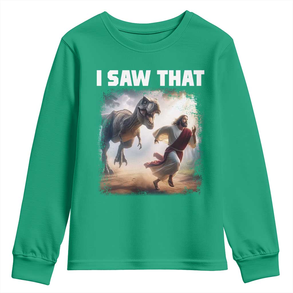 Funny Jesus Dinosaur Youth Sweatshirt I Saw That Christan Meme - Wonder Print Shop