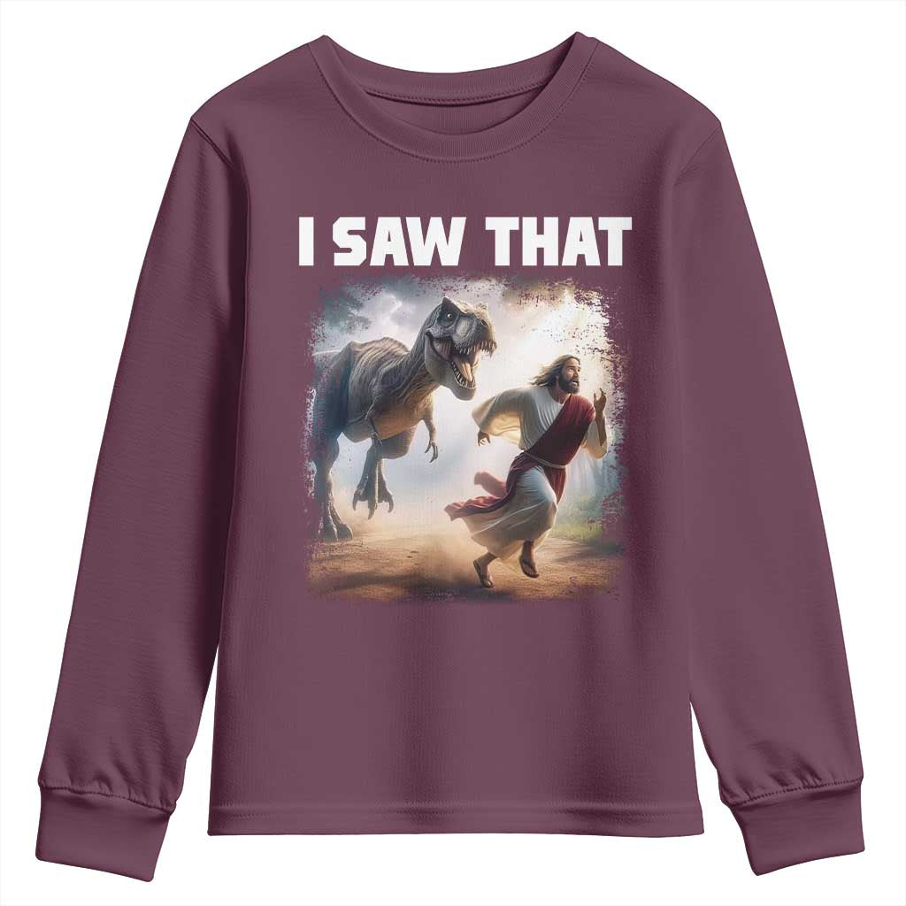Funny Jesus Dinosaur Youth Sweatshirt I Saw That Christan Meme - Wonder Print Shop