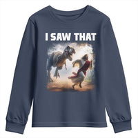 Funny Jesus Dinosaur Youth Sweatshirt I Saw That Christan Meme - Wonder Print Shop