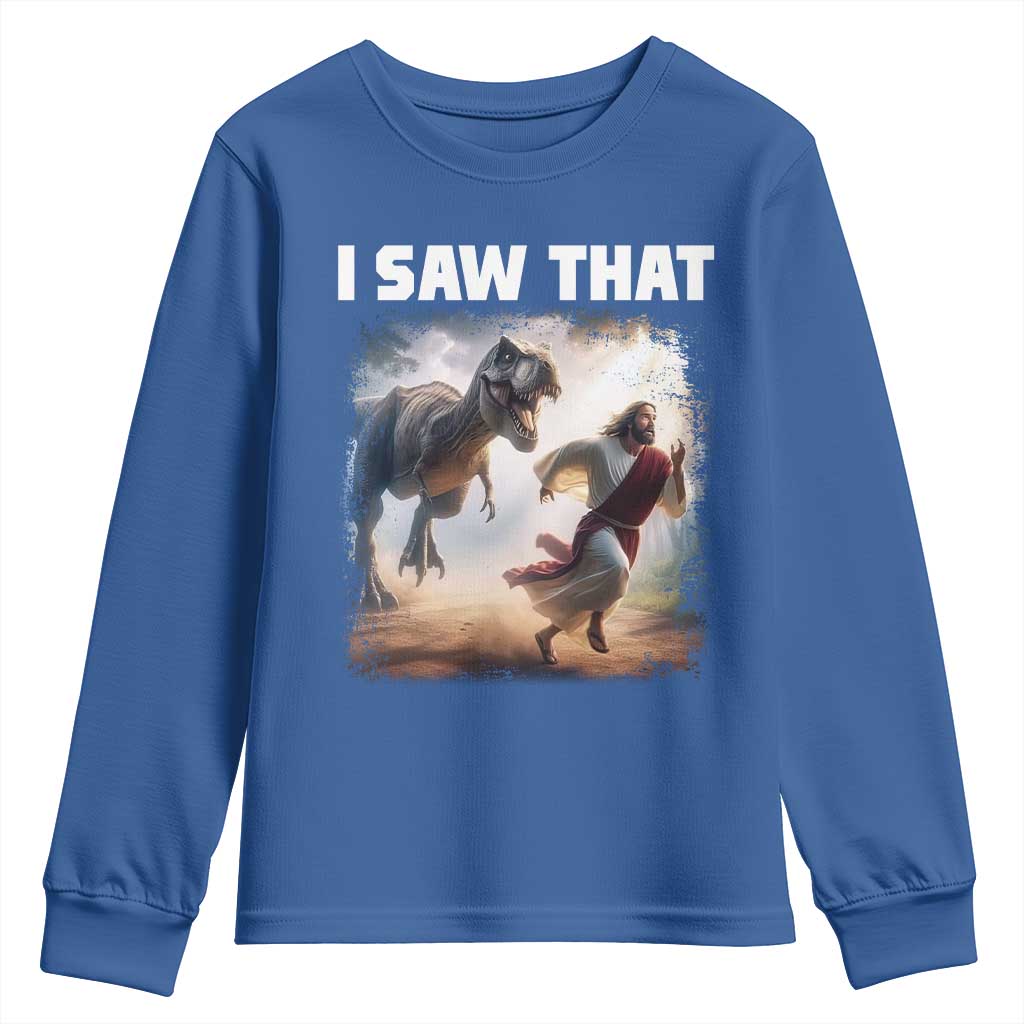 Funny Jesus Dinosaur Youth Sweatshirt I Saw That Christan Meme - Wonder Print Shop