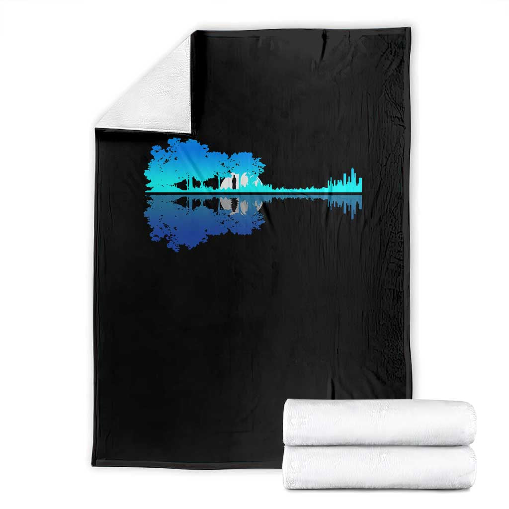 Guitar Lake Shadow Throw Blanket Acoustic Guitarist Musician Nature Lover - Wonder Print Shop